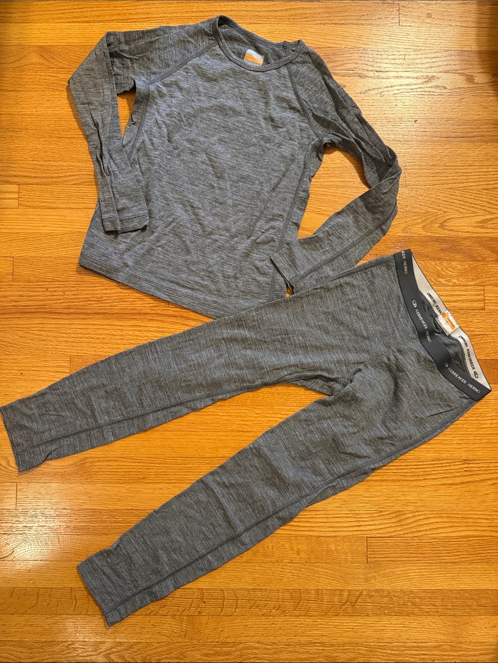 Kids Gray Thermal Merino Icebreaker Set 8 years